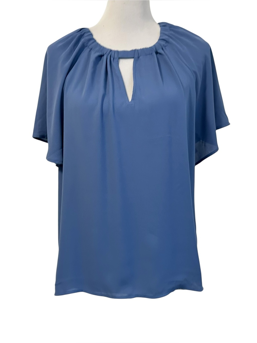 LOFT Womens Short Flutter Sleeve Keyhole Blouse Sz Large NWT Career